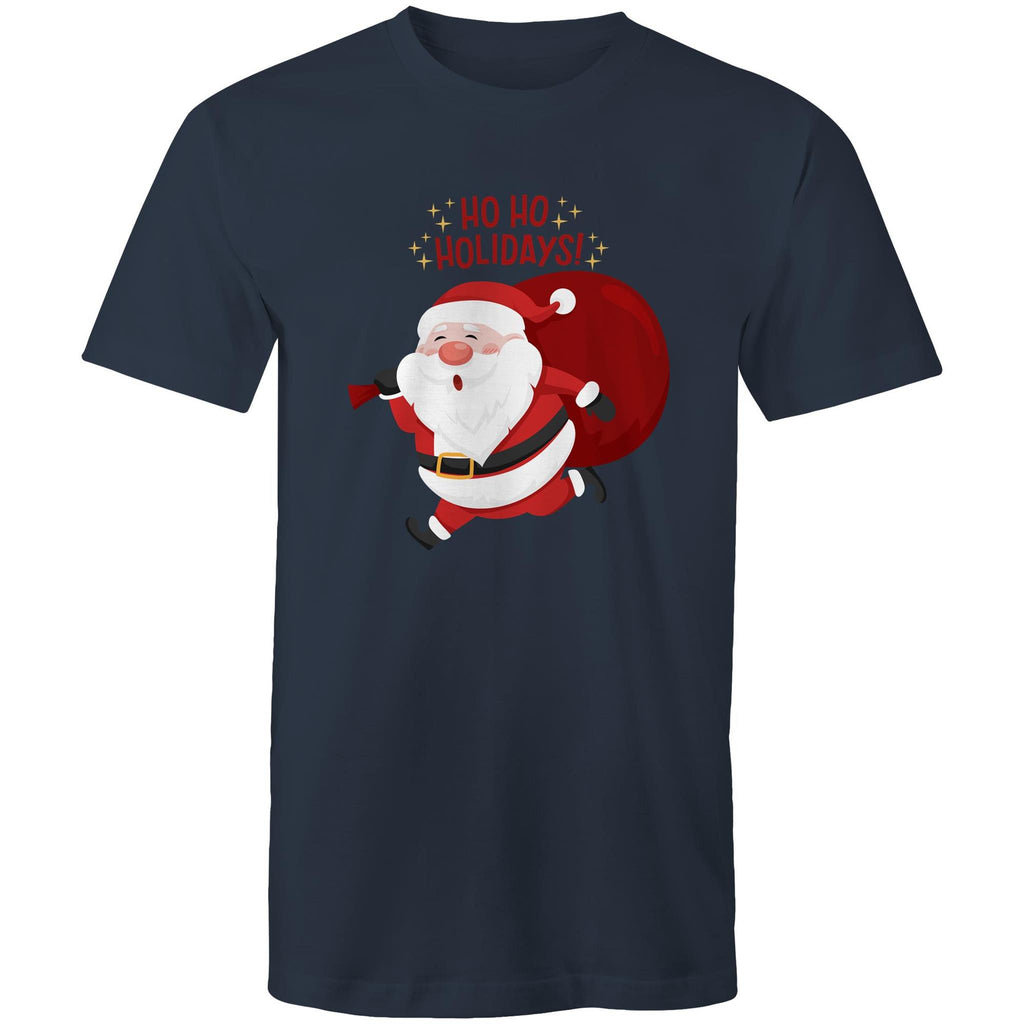 Ho Ho Holidays, Santa, Christmas - Mens T-Shirt Navy Mens Christmas T-shirt Christmas Printed In Australia