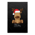 Oh Deer, Christmas Is Here, Reindeer - AS Colour Tea Towel Black One Size Christmas Tea Towel Christmas Printed In Australia