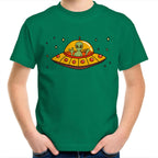Alien Pizza - Kids Youth T-Shirt Kelly Green Kids Youth T-shirt Food Printed In Australia Sci Fi