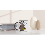 I'm Saxy And I Know It, Saxophone Hippo - White 11oz Ceramic Mug with Colour Inside Colour 11oz Mug animal Globally Fulfilled Music