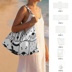 Black And White Dogs Beach Chair Towel Cover with Side Pockets