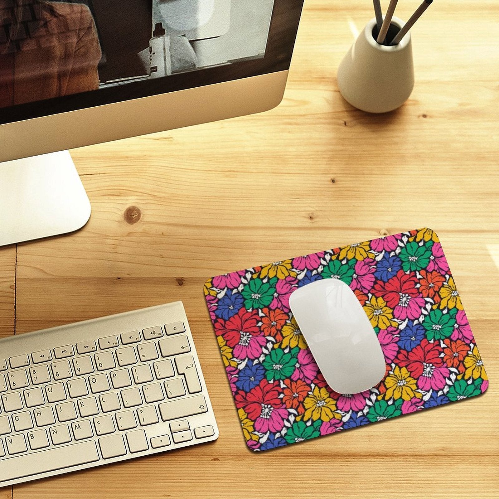 Bright And Bold Flowers Leather Mouse Pad Leather Mouse Pad Plants Printed Offshore