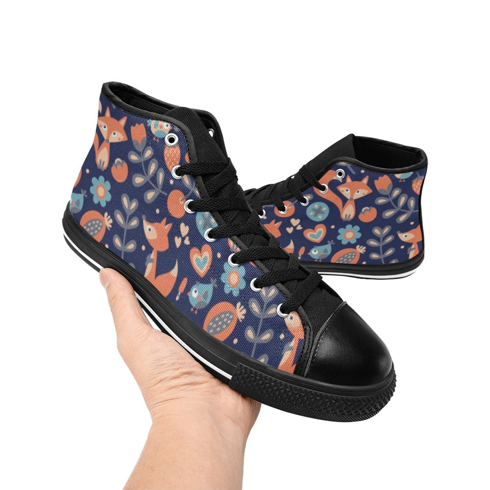 Cute Fox - Kids High Top Canvas Shoes