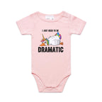 Dramatic Unicorn Goose AS Colour Baby Bodysuit Pink Baby Bodysuit animal Printed In Australia