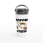 Coffee On The Run - White 15oz Stainless Steel Travel Mug Default Title Travel Mug Coffee Globally Fulfilled