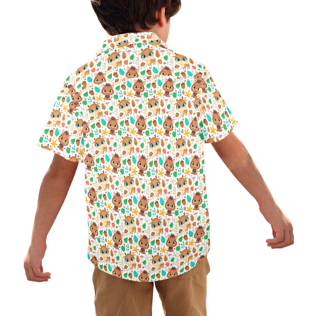 Cute Autumn Creatures - Junior Kids Hawaiian Shirt