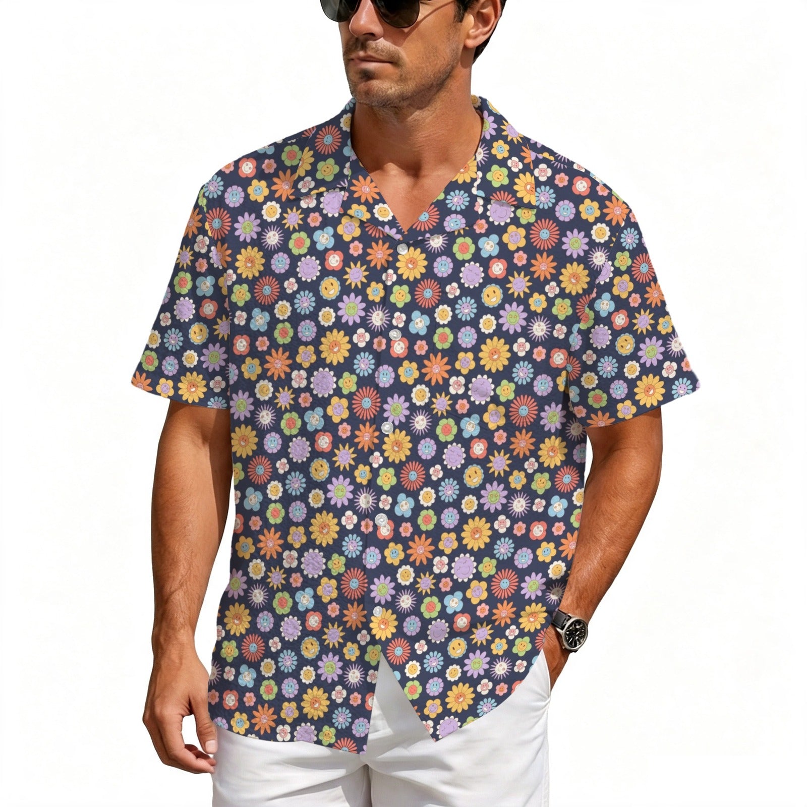 Groovy Flowers Men's Crinkle Hawaiian Shirt