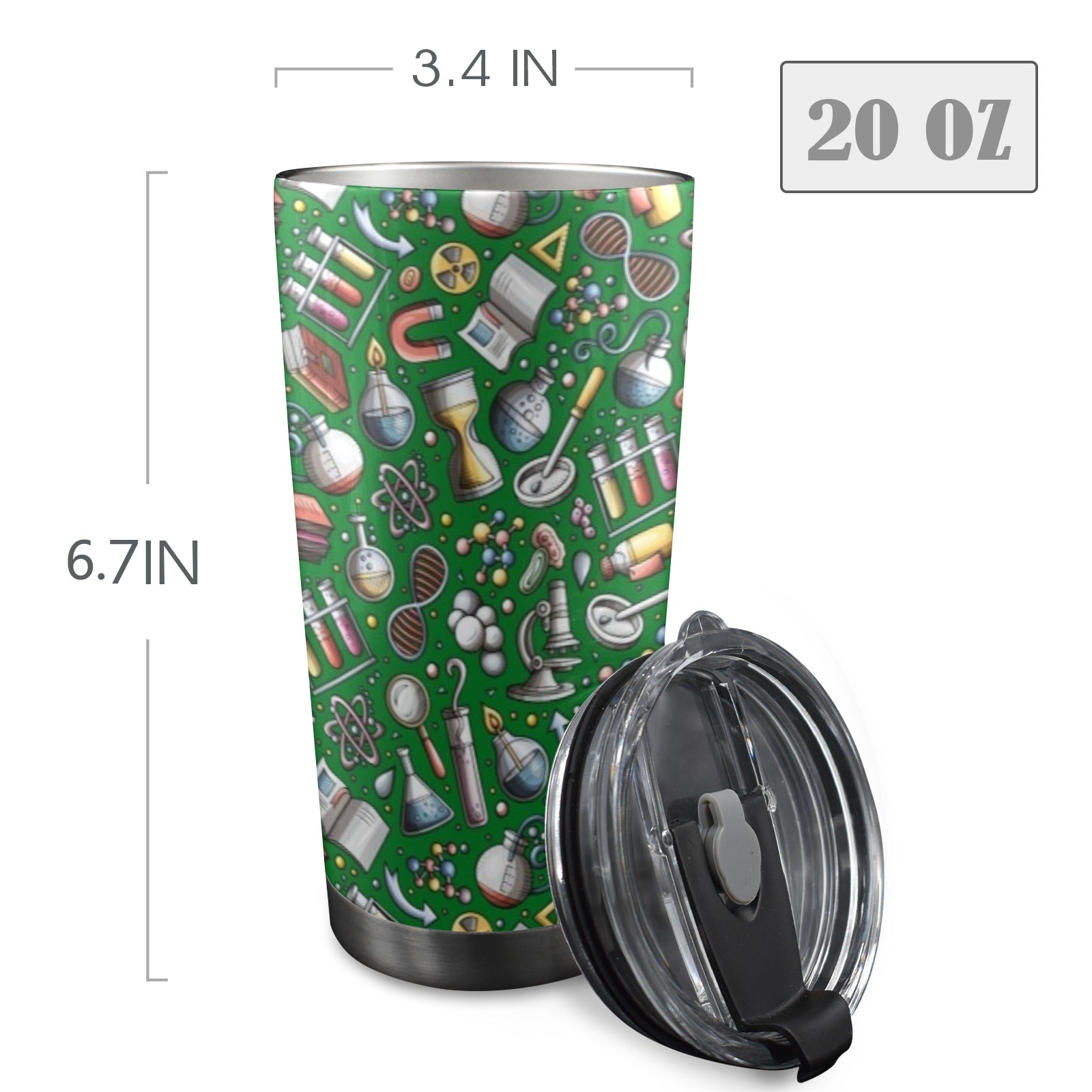 Science Love - 20oz Mobile Tumbler with Lid (Black Lock) 20oz Travel Mug Printed Offshore Science