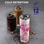 Pink Flowers 20oz Tall Skinny Tumbler with Lid and Straw