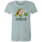 Sandwich, It's What's On The Inside That Counts - Womens T-shirt Pale Blue Womens T-shirt Food Positivity Printed In Australia