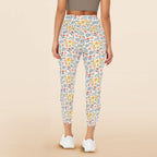 Boho Flowers And Leaves Women's High Waist Pockets Yoga Leggings Women's High Waist Pockets Yoga Leggings Plants Printed Offshore