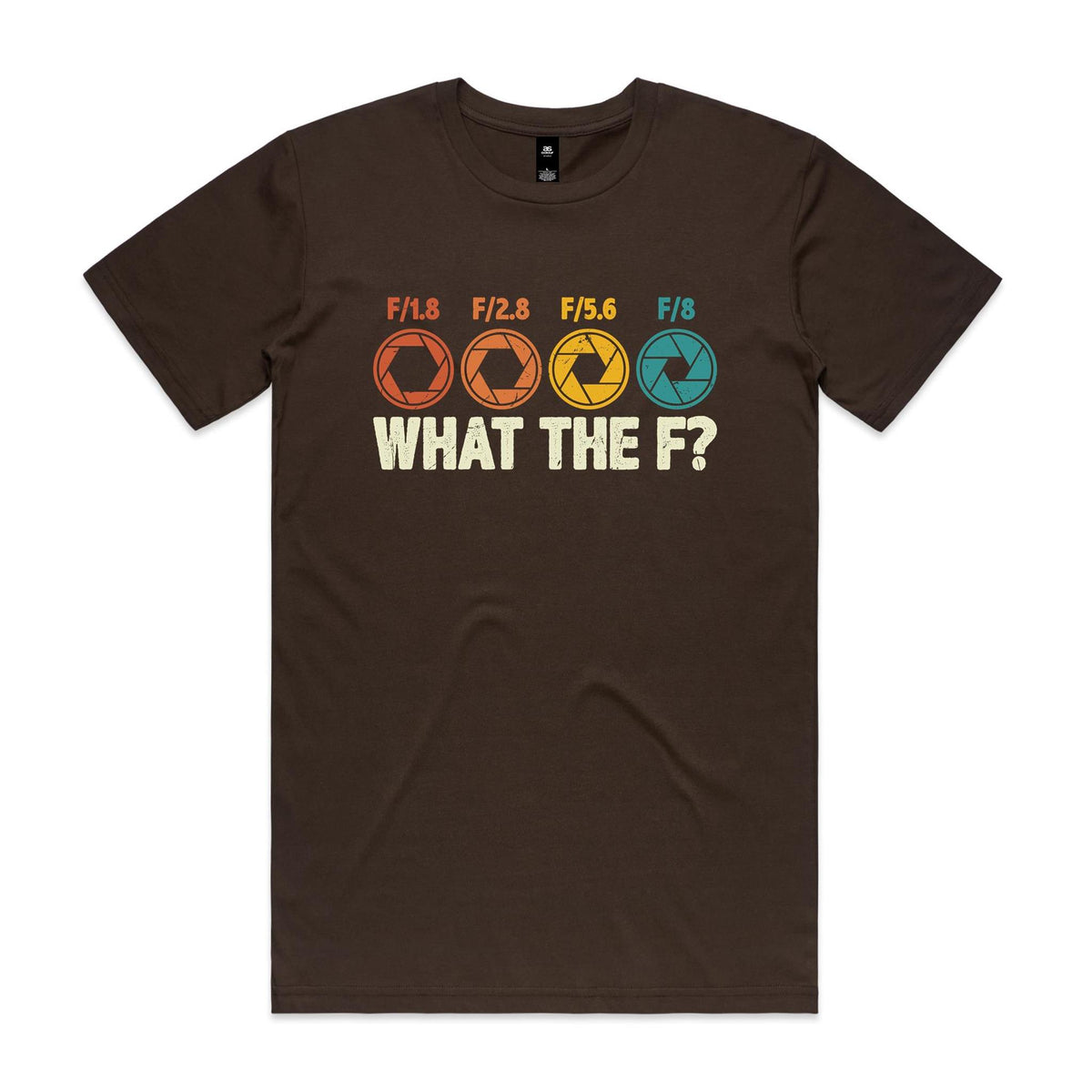 Camera Settings What The F Men's AS Colour T-shirt Dark Chocolate Mens T-shirt Printed In Australia
