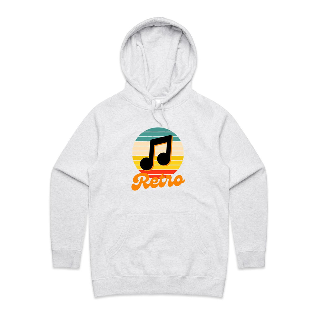 Retro Music - Womens Hoodie White Marle Womens Hoodie Music Printed In Australia Retro