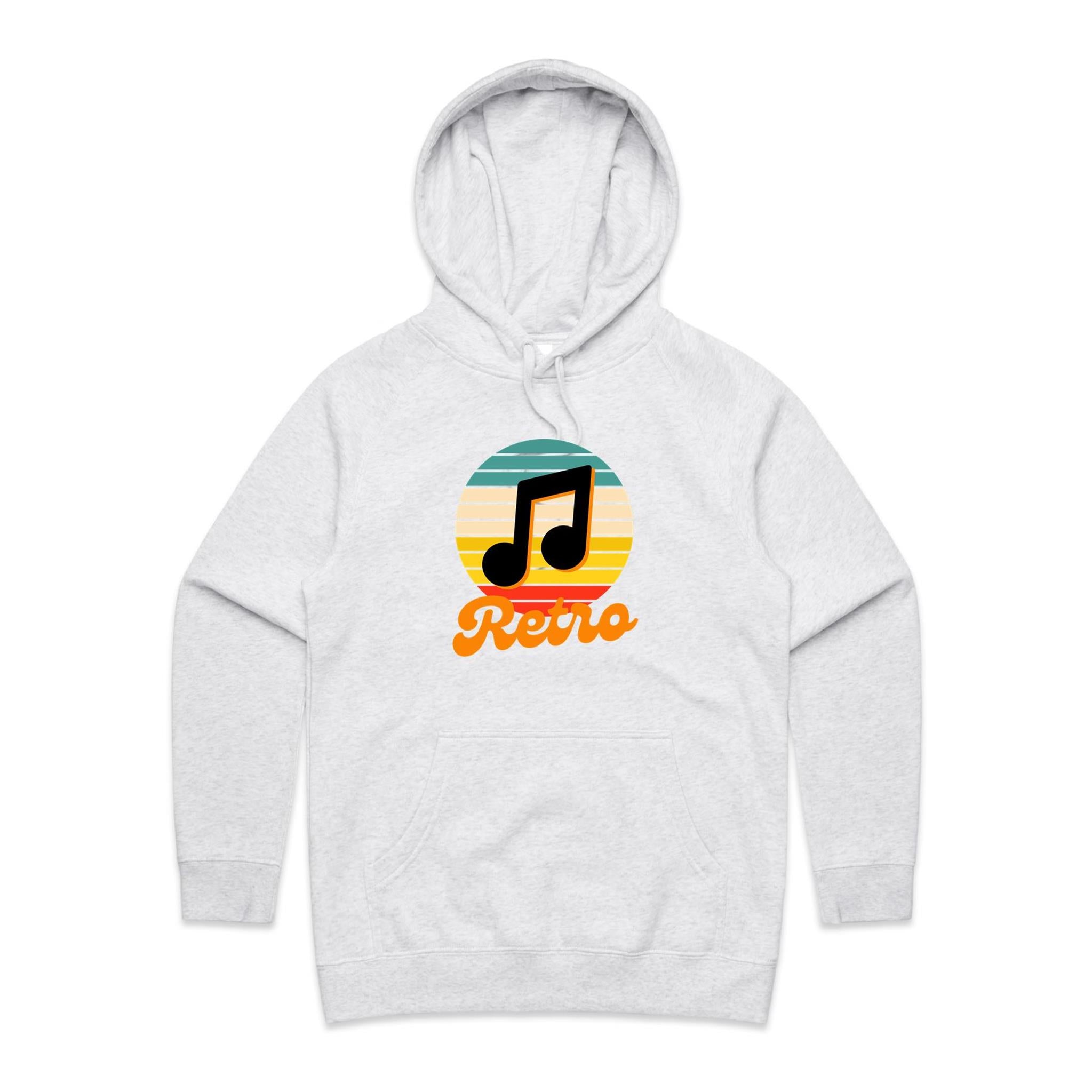 Retro Music - Womens Hoodie White Marle Womens Hoodie Music Printed In Australia Retro