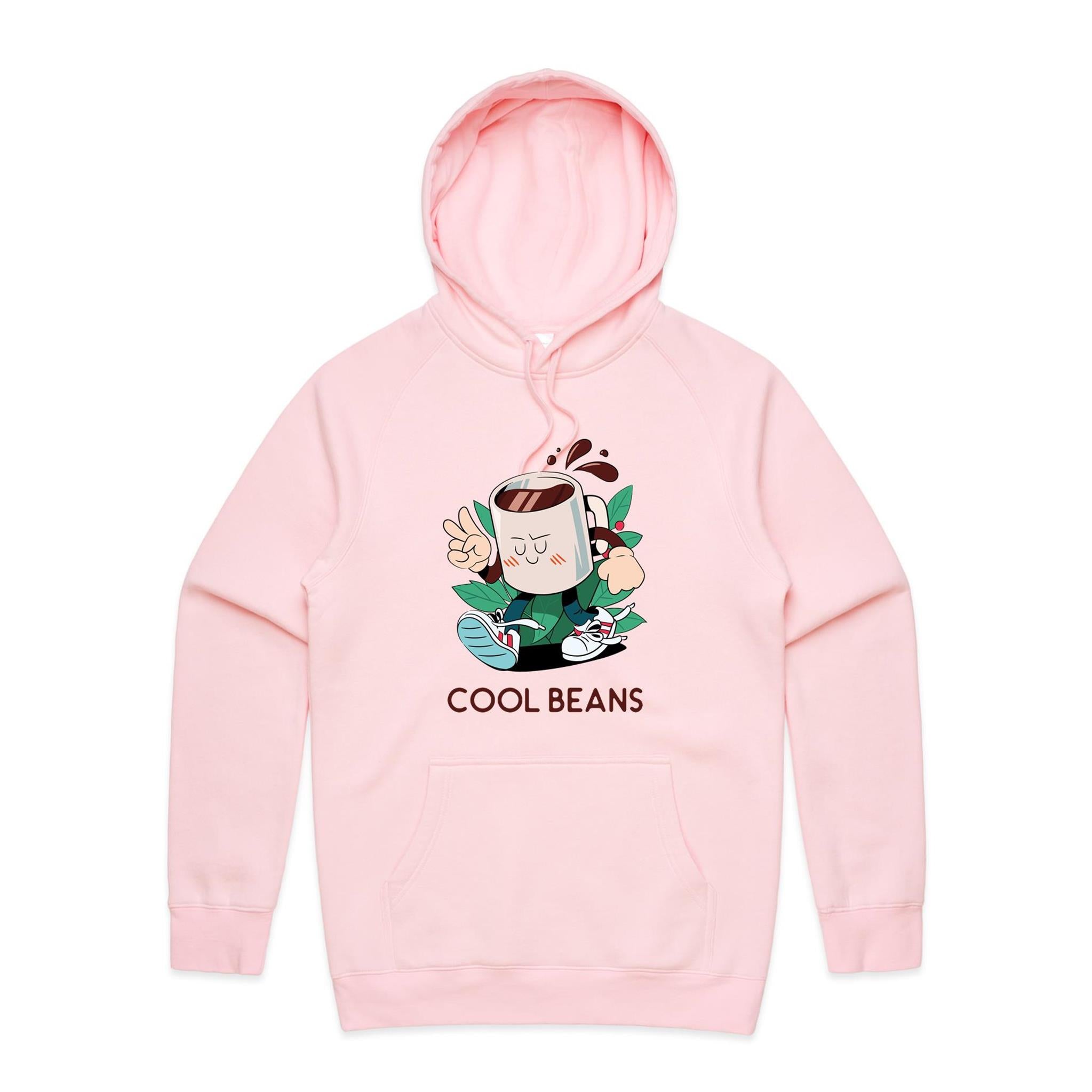 Cool Beans, Coffee - Mens Hoodie Pink Mens Hoodie Coffee Printed In Australia