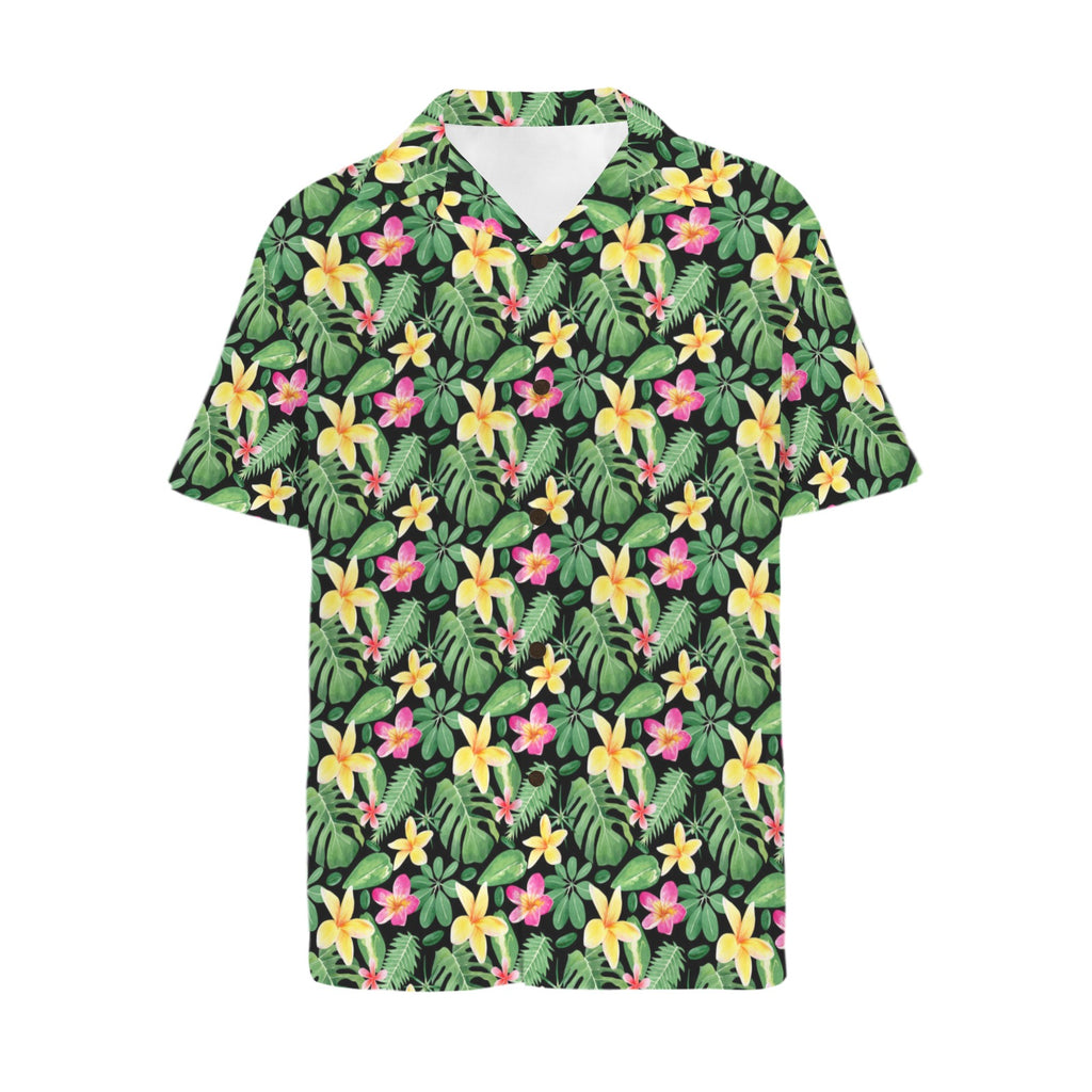 Frangipani Men's Short Sleeve Hawaiian Shirt Men's Hawaiian Shirt (New) Plants Printed Offshore