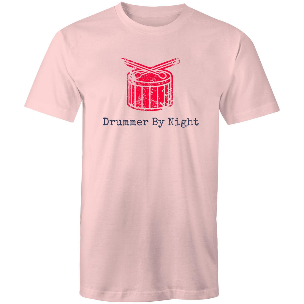 Drummer By Night - Mens T-Shirt Pink Mens T-shirt Music Printed In Australia