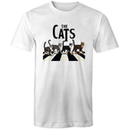 The Cats, Fab Four Crossing Road - Mens T-Shirt White Mens T-shirt animal Music Printed In Australia