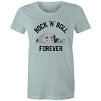 Rock And Roll Forever - Womens T-shirt Pale Blue Womens T-shirt Music Printed In Australia