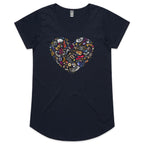 Heart Music - Womens Scoop Neck T-Shirt Navy Womens Scoop Neck T-shirt Love Music Printed In Australia