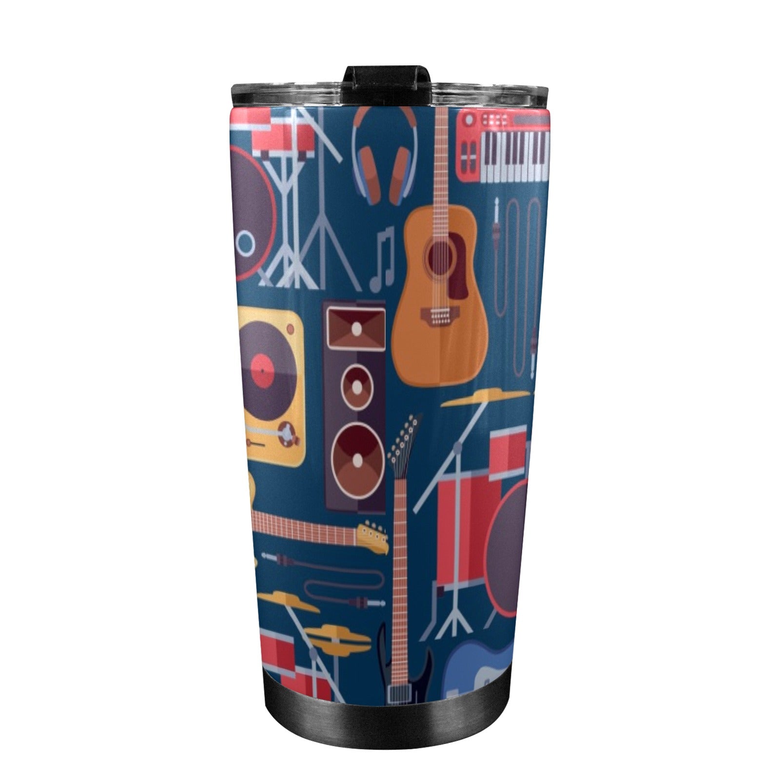 Music Instruments - 20oz Mobile Tumbler with Lid (Black Lock) 20oz Travel Mug Music Printed Offshore