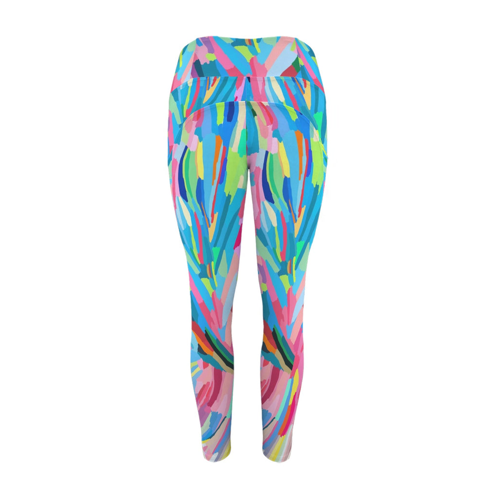 Brushstrokes - Women's High Waist Pockets Yoga Leggings