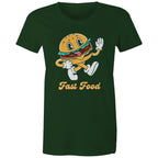 Fast Food, Hamburger - Womens T-shirt Forest Green Womens T-shirt Food Printed In Australia