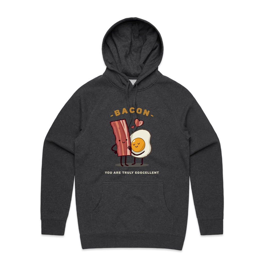 Bacon, You Are Truly Egg-cellent - Mens Hoodie Asphalt Marle Mens Hoodie Food Printed In Australia