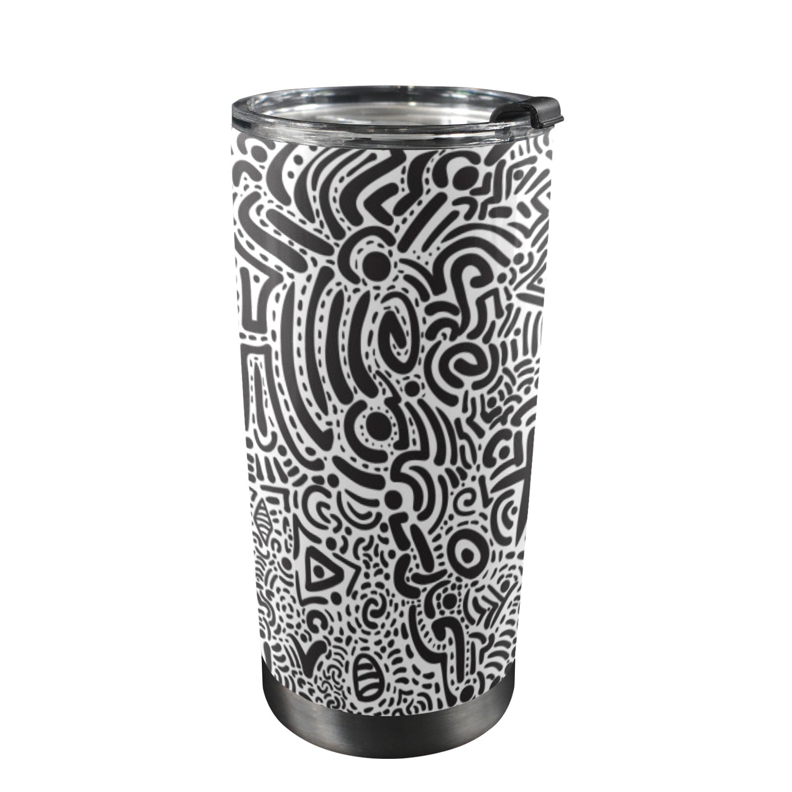 Black And White - 20oz Mobile Tumbler with Lid (Black Lock) One Size 20oz Travel Mug Printed Offshore