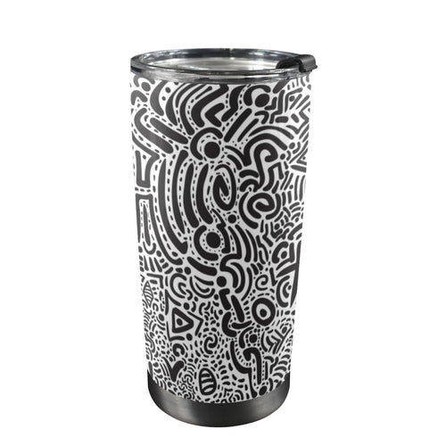 Black And White - 20oz Mobile Tumbler with Lid (Black Lock) One Size 20oz Travel Mug Printed Offshore