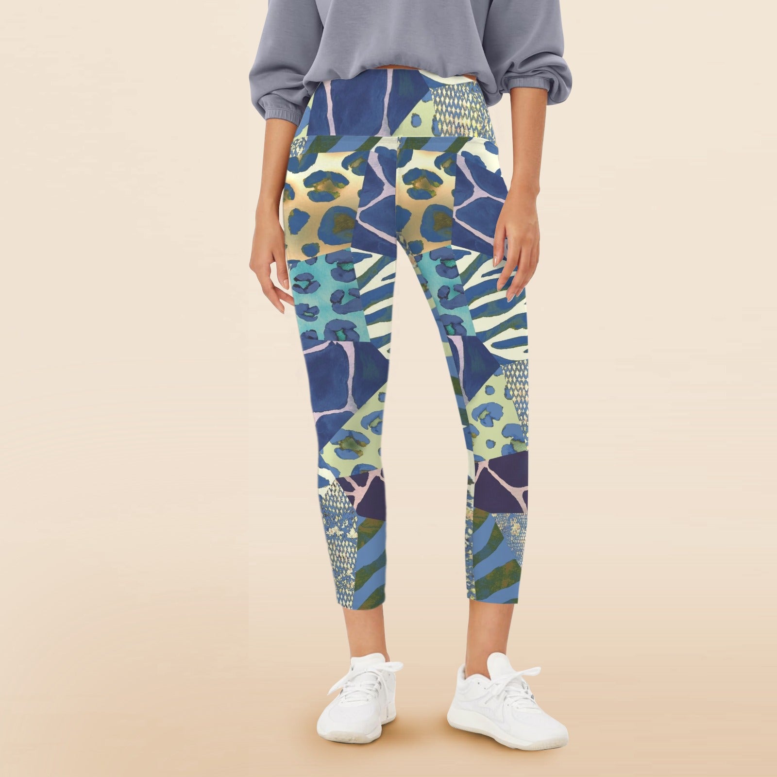 Animal Mosaic - Women's High Waist Pockets Yoga Leggings