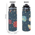 Rocket and Planets In Space - Insulated Water Bottle with Dual-Use Lid (18oz) Insulated Water Bottle with Dual-Use Lid (18oz) Printed Offshore Space