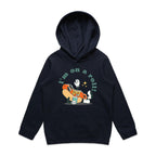 Hotdog, I'm On A Roll - Kids Hoodie Navy Kids Hoodie Printed In Australia