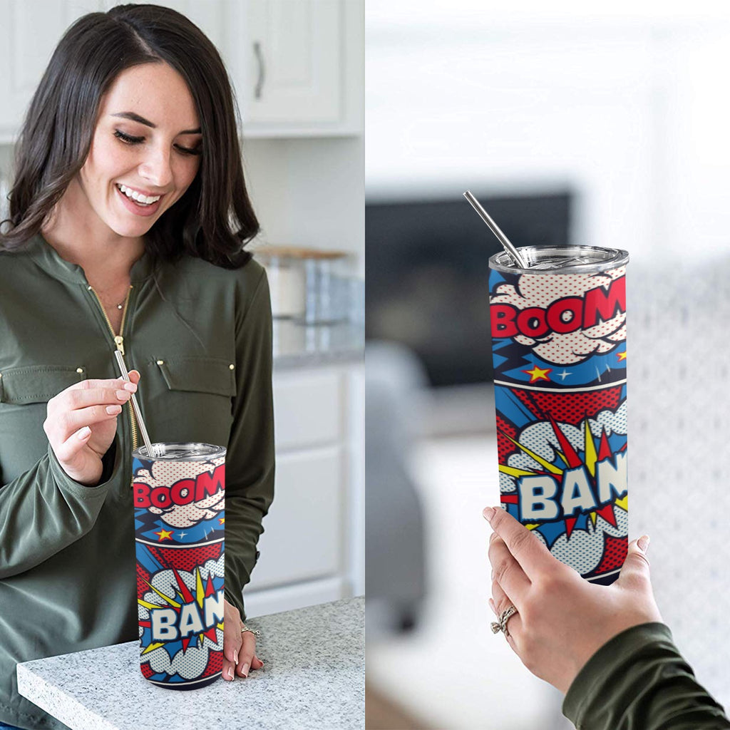 Comic Book 20oz Tall Skinny Tumbler with Lid and Straw