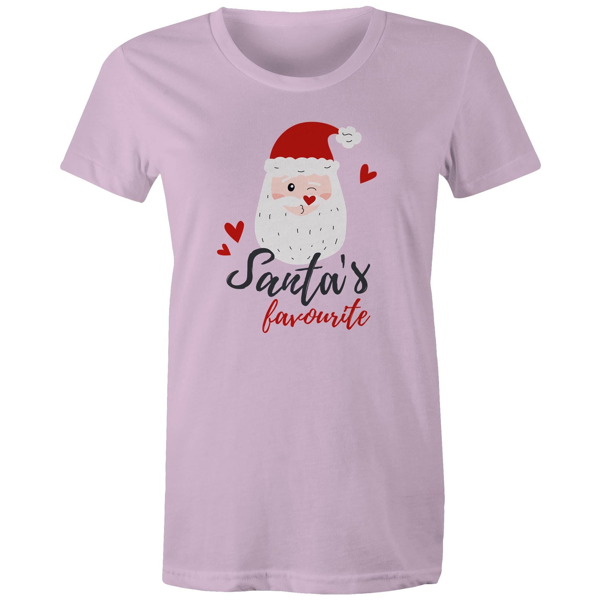 Santa's Favourite - Womens T-shirt Lavender Womens Christmas T-shirt Christmas Printed In Australia