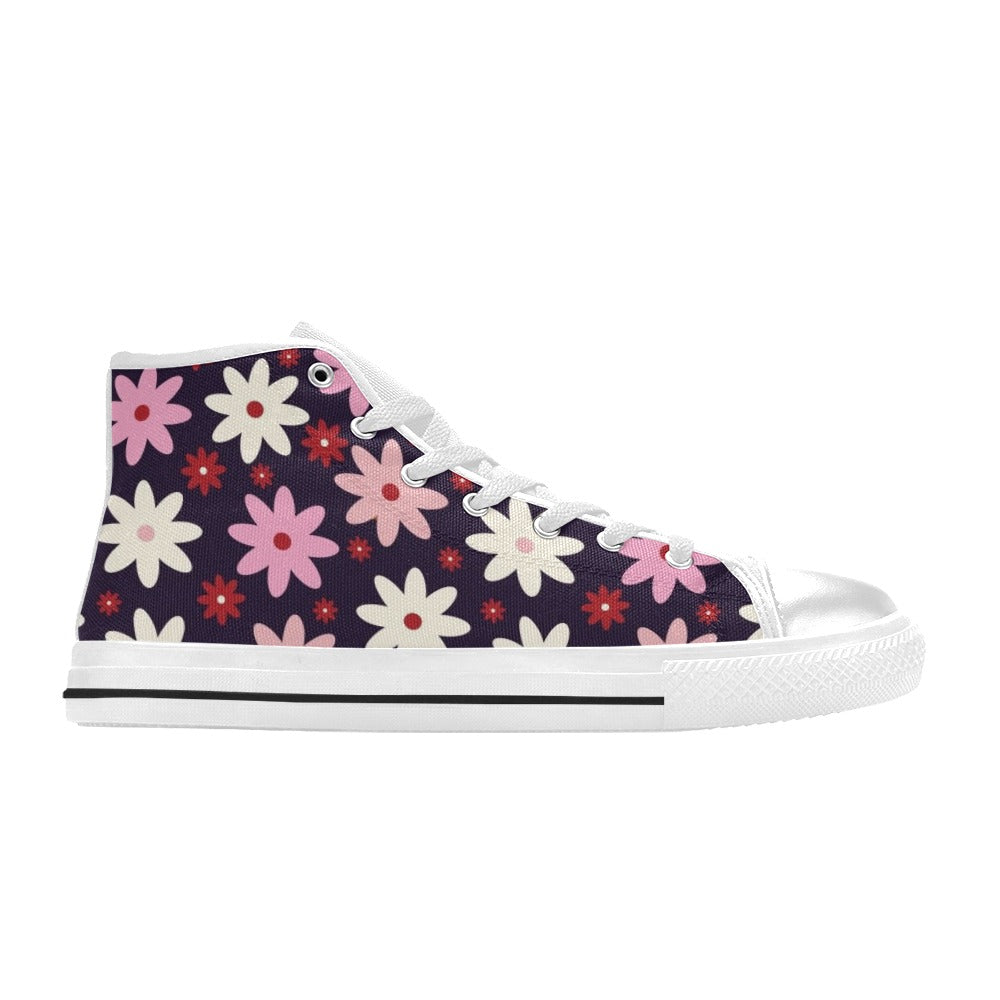 Pink Daisy - Kids' High Top Canvas Shoes Kids High Top Canvas Shoes Plants Printed Offshore