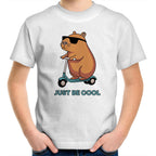 Just Be Cool, Capybara - Kids Youth T-Shirt White Kids Youth T-shirt animal Printed In Australia