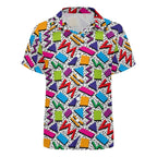 Graphic 80's Kids Youth Short Sleeve Button Up Shirt