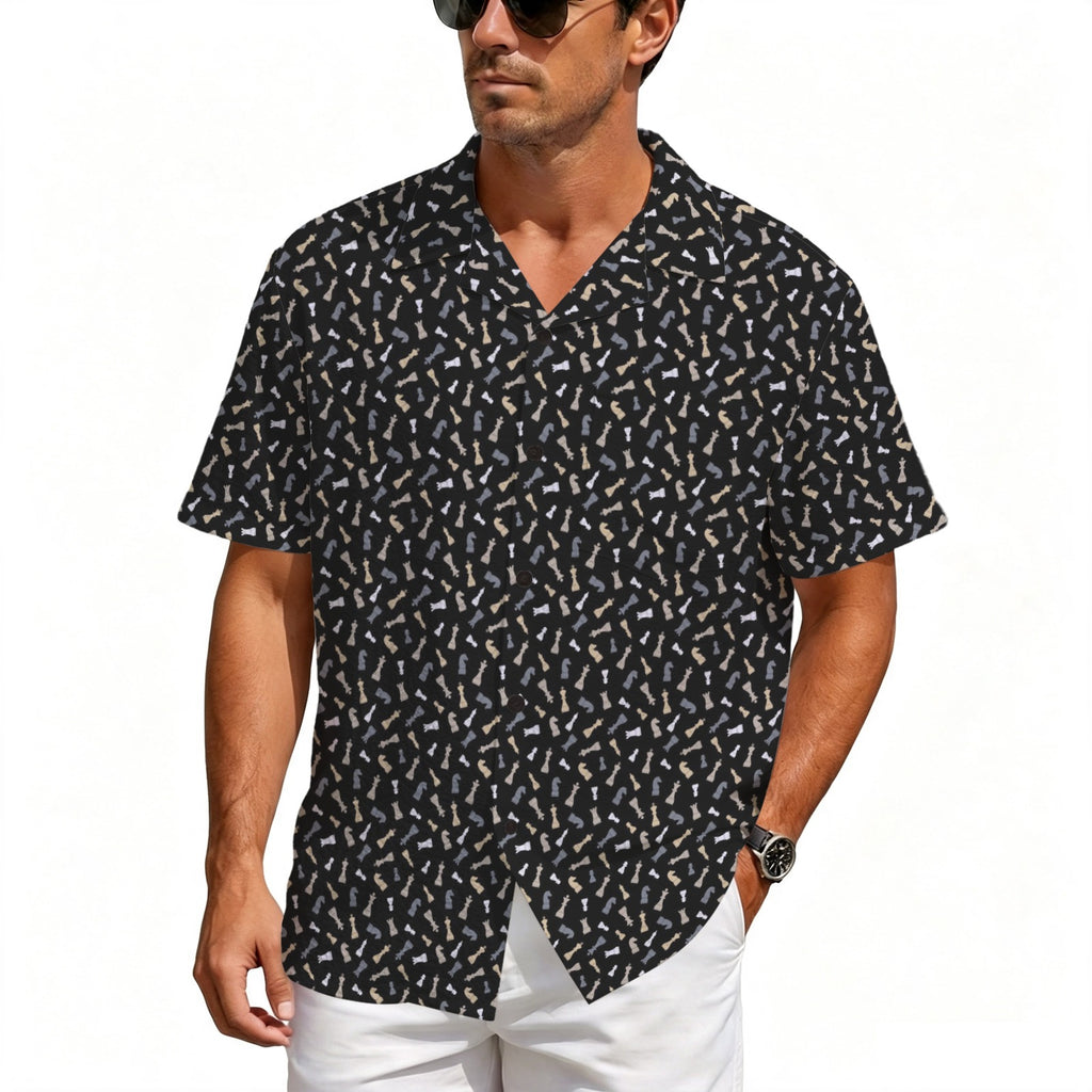 Chess Pattern Men's Crinkle Hawaiian Shirt