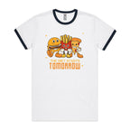 The Diet Starts Tomorrow, Hamburger, Fries, Pizza - Staple Ringer Tee White Navy Ringer T-Shirt Food Printed In Australia