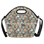 Diamond Cat Pattern Neoprene Lunch Bag/Large (Model 1669) One Size Neoprene Lunch Bag animal Printed Offshore