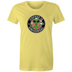 Coffee Is Universal, Alien - Womens T-shirt Yellow Womens T-shirt Coffee Printed In Australia Sci Fi