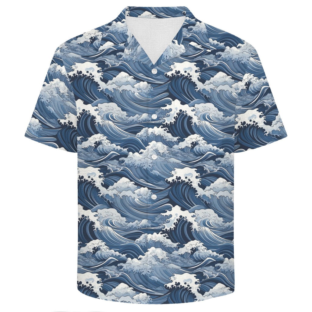Japanese Waves Men's Crinkle Hawaiian Shirt