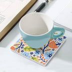 Floral Abstract - Ceramic Coasters (Square) Ceramic Coasters Plants Printed Offshore