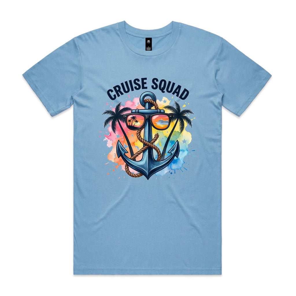 Cruise Squad, Anchor Mens Cruise T-shirt Carolina Blue Mens Cruise T-shirt Cruise Printed In Australia