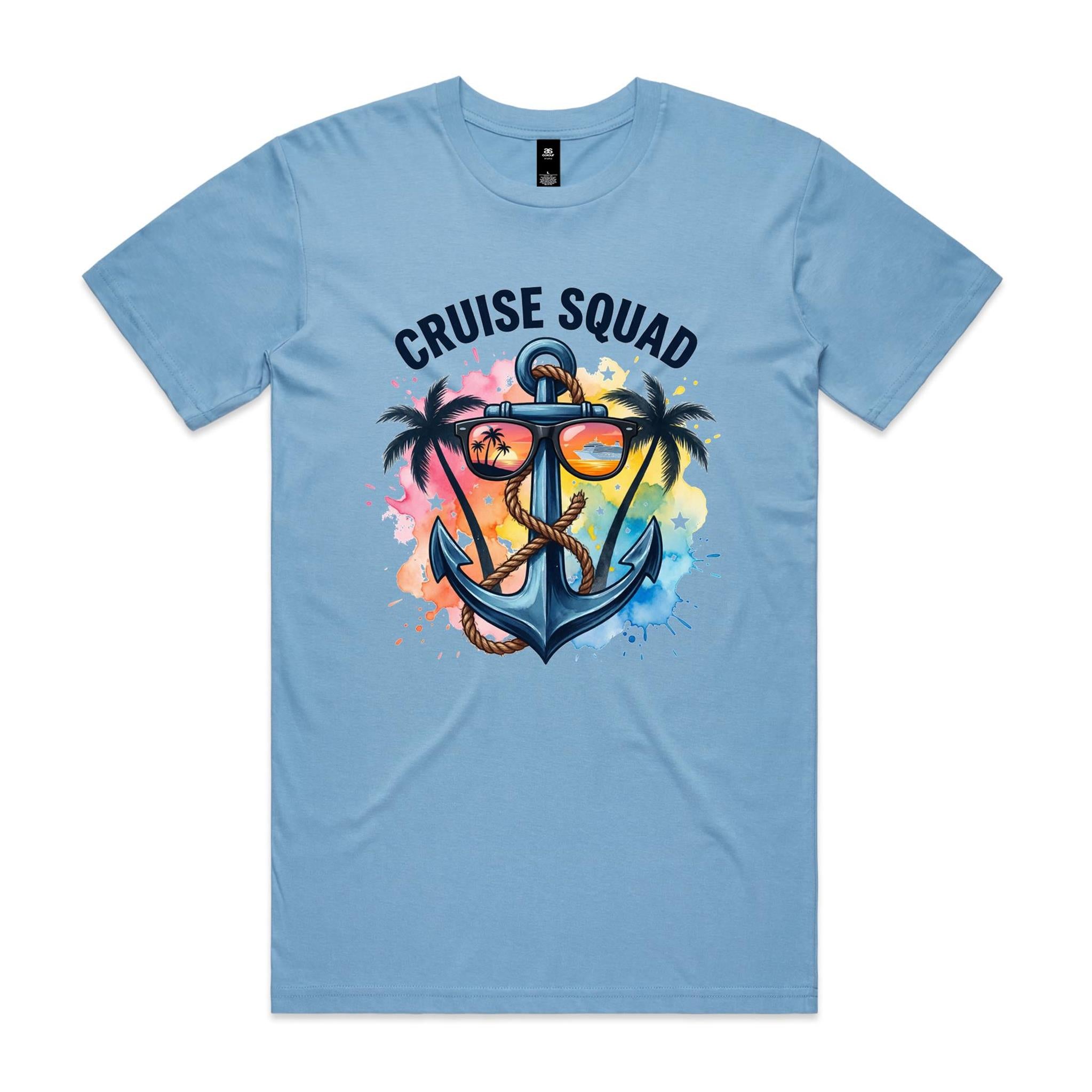 Cruise Squad, Anchor Mens Cruise T-shirt Carolina Blue Mens Cruise T-shirt Cruise Printed In Australia