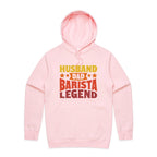 Husband, Dad Barista, Legend Men's AS Colour Hoodie Pink Mens Hoodie Coffee Dad Printed In Australia