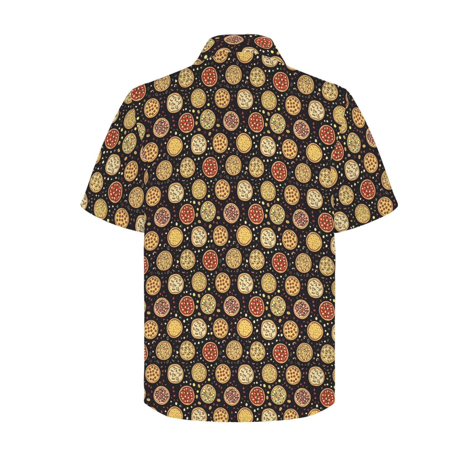 Round Pizzas On Black - Men's Short Sleeve Hawaiian Shirt