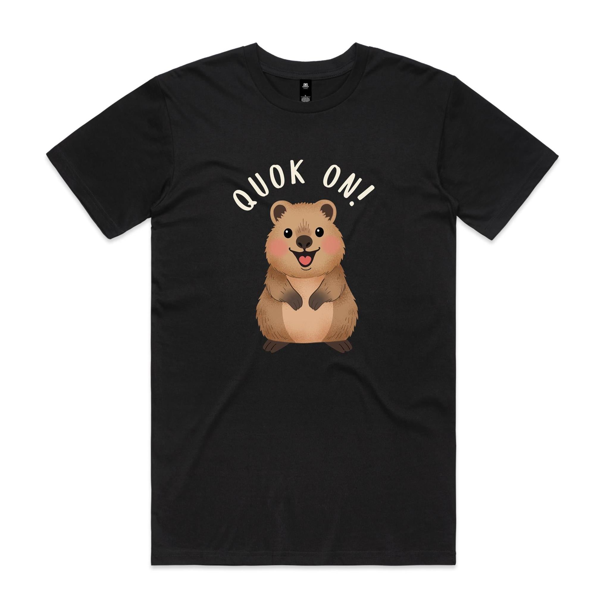 Quokka, Quok On Men's AS Colour T-shirt Black Mens T-shirt animal Printed In Australia