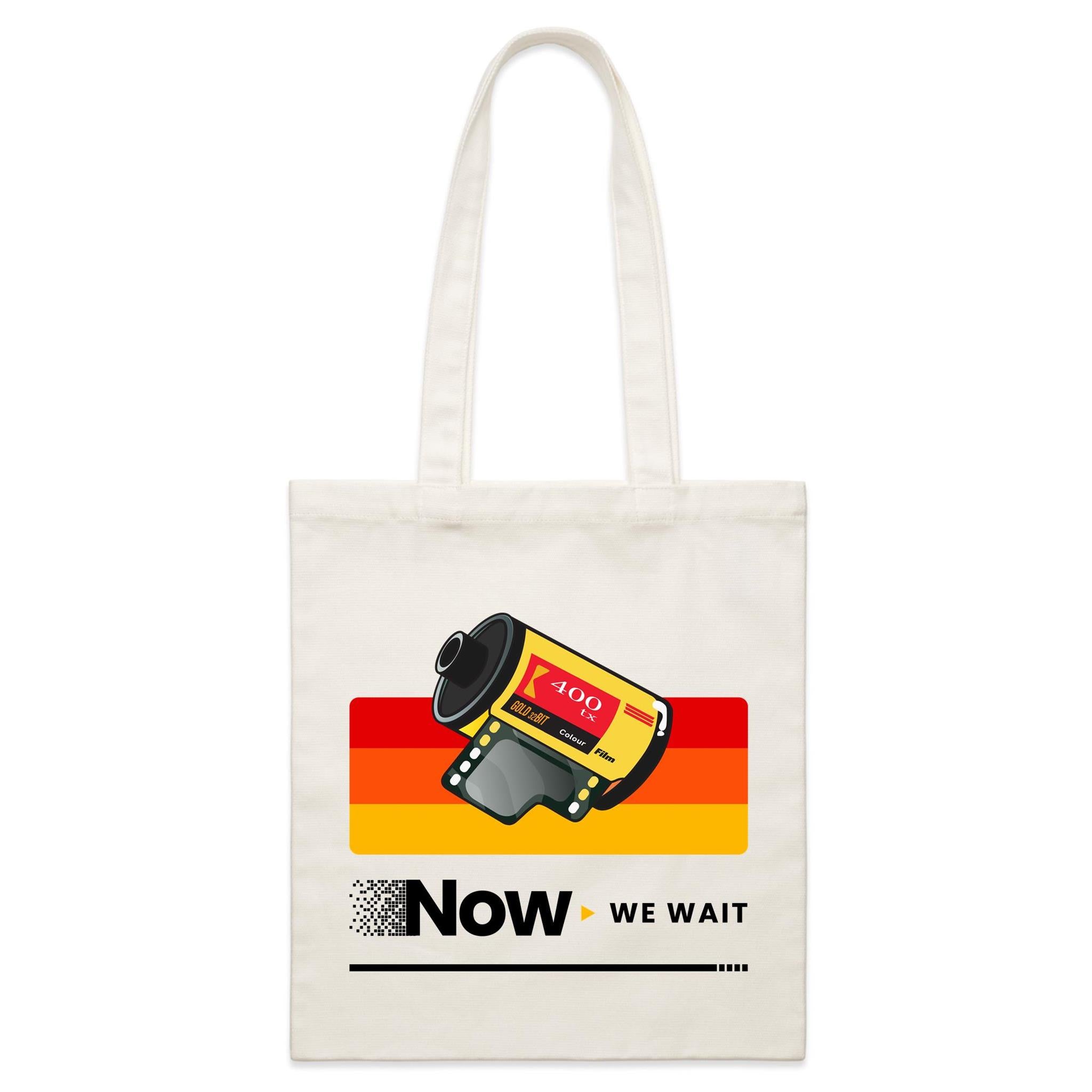 Camera Film, Now We Wait Parcel Canvas Tote Bag Default Title Small Tote Bag Printed In Australia Retro